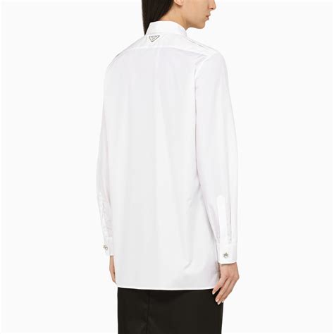 chemise blanche prada femme|Chemise en popeline brodée Blanc .